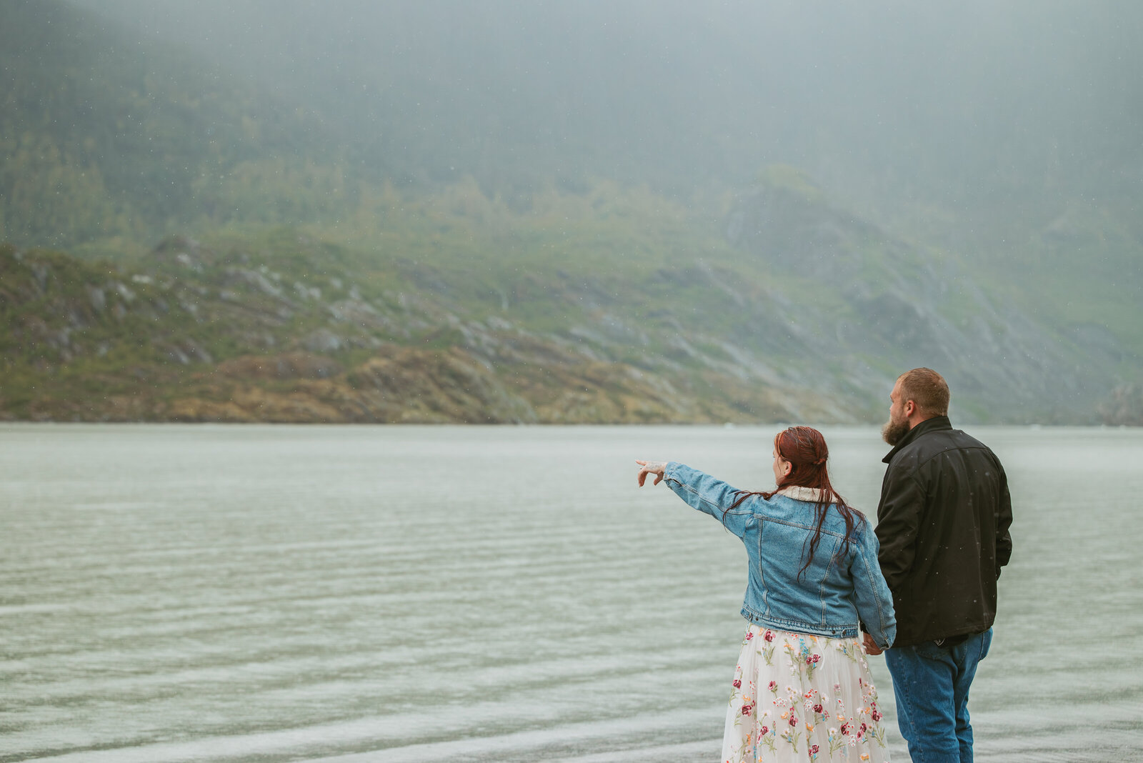Alaska Elopement Couple enjoy the scenic views in Juneau Alaska