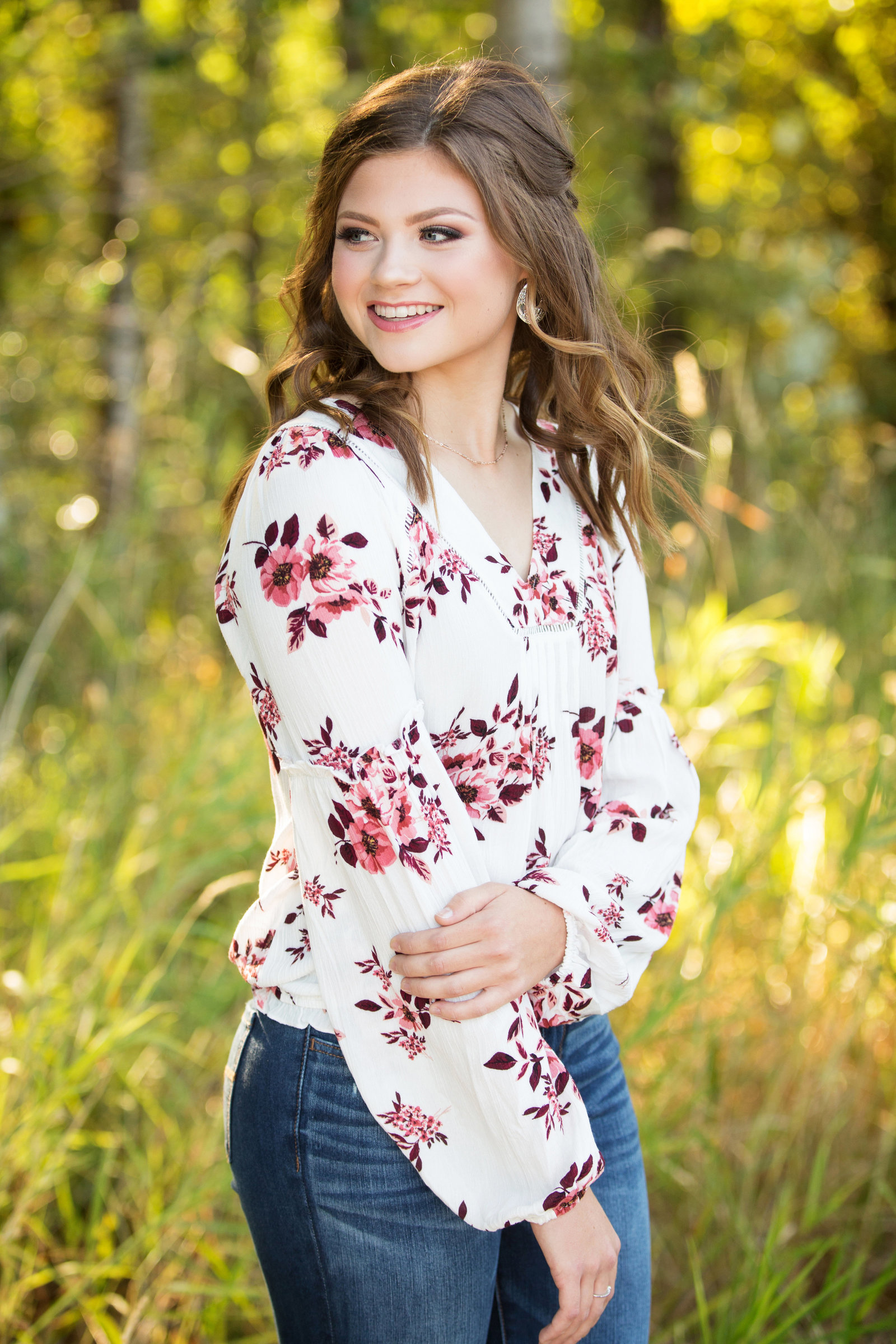 Sean Brown Productions Senior Photographer Vancouver Washington field floral shirt