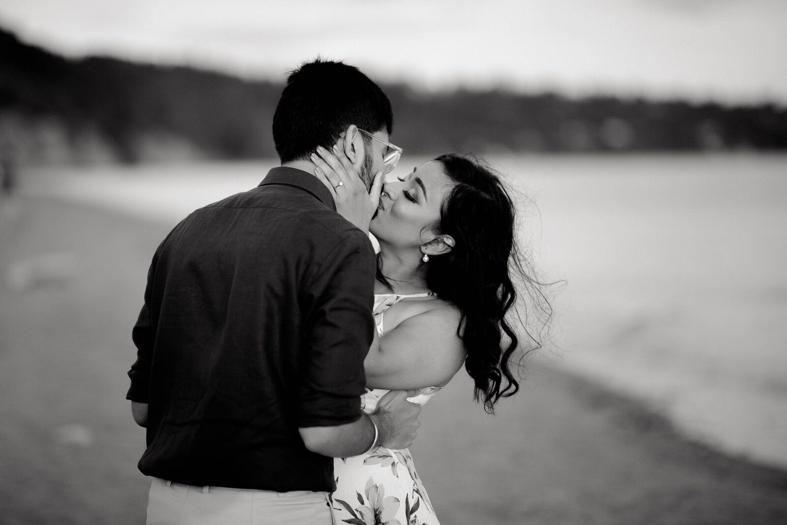 black and white engagement photos Chicago