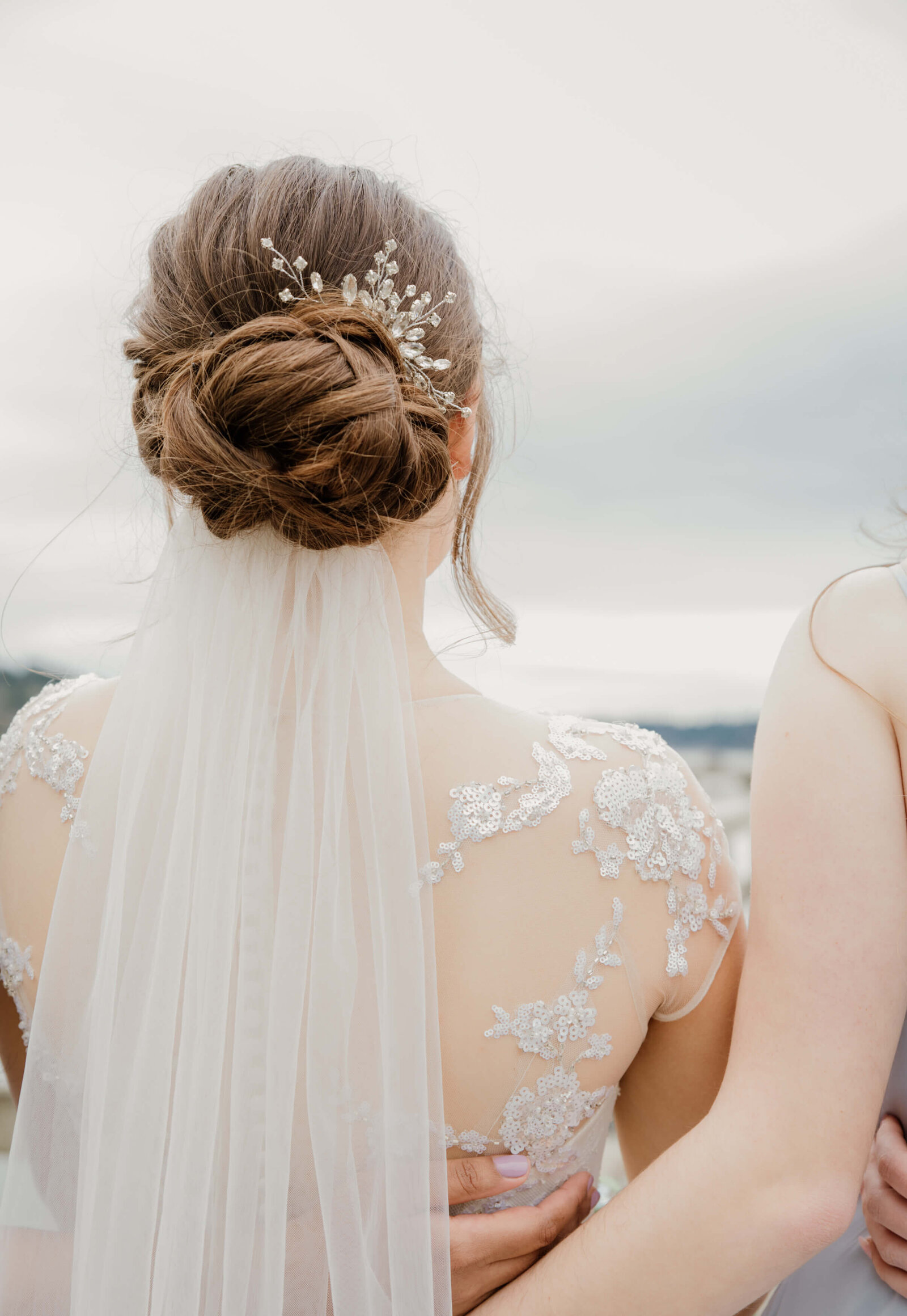 Close up of Bride's hair.