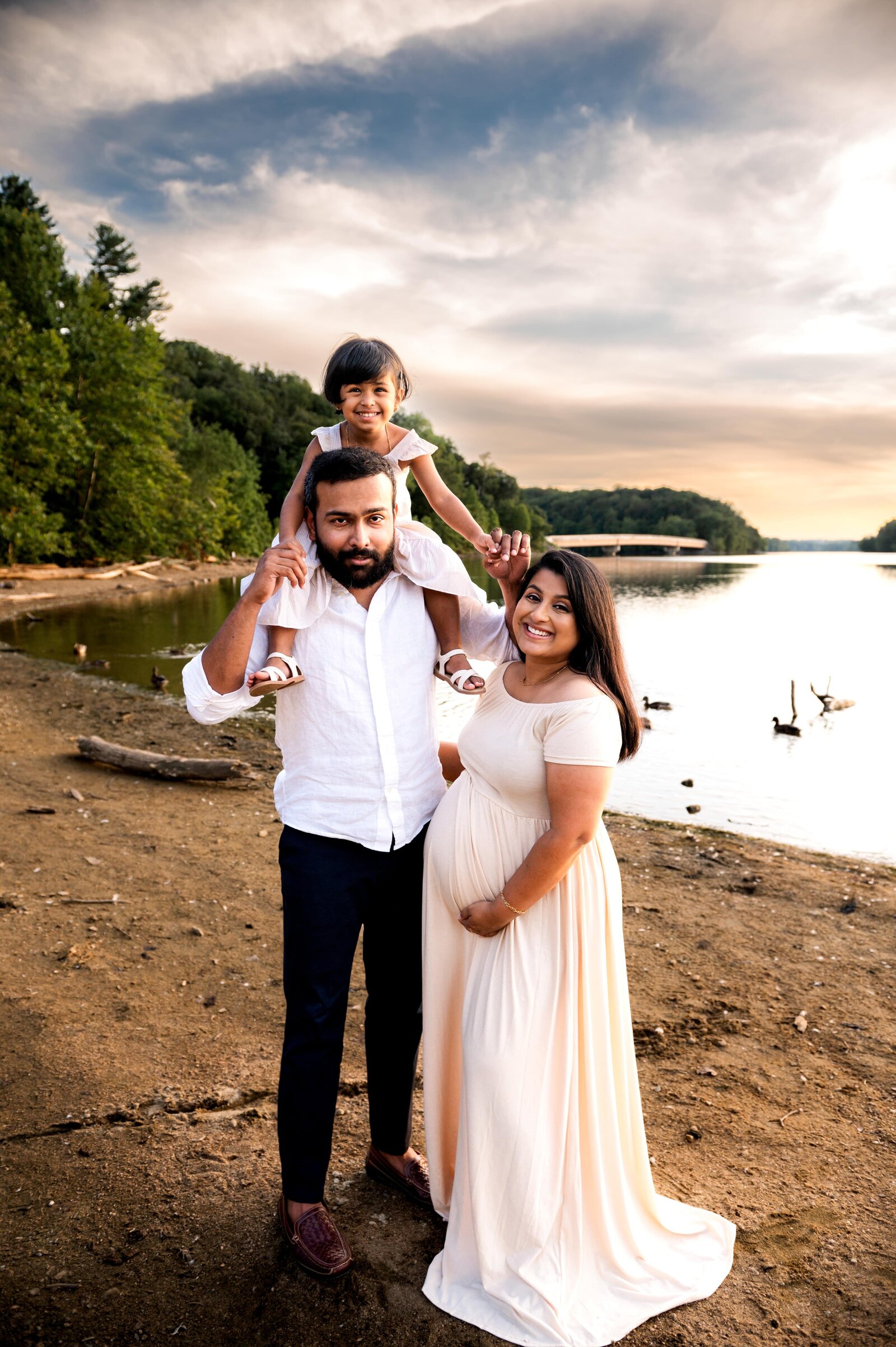 family on at Loch Raven Reservoir beach