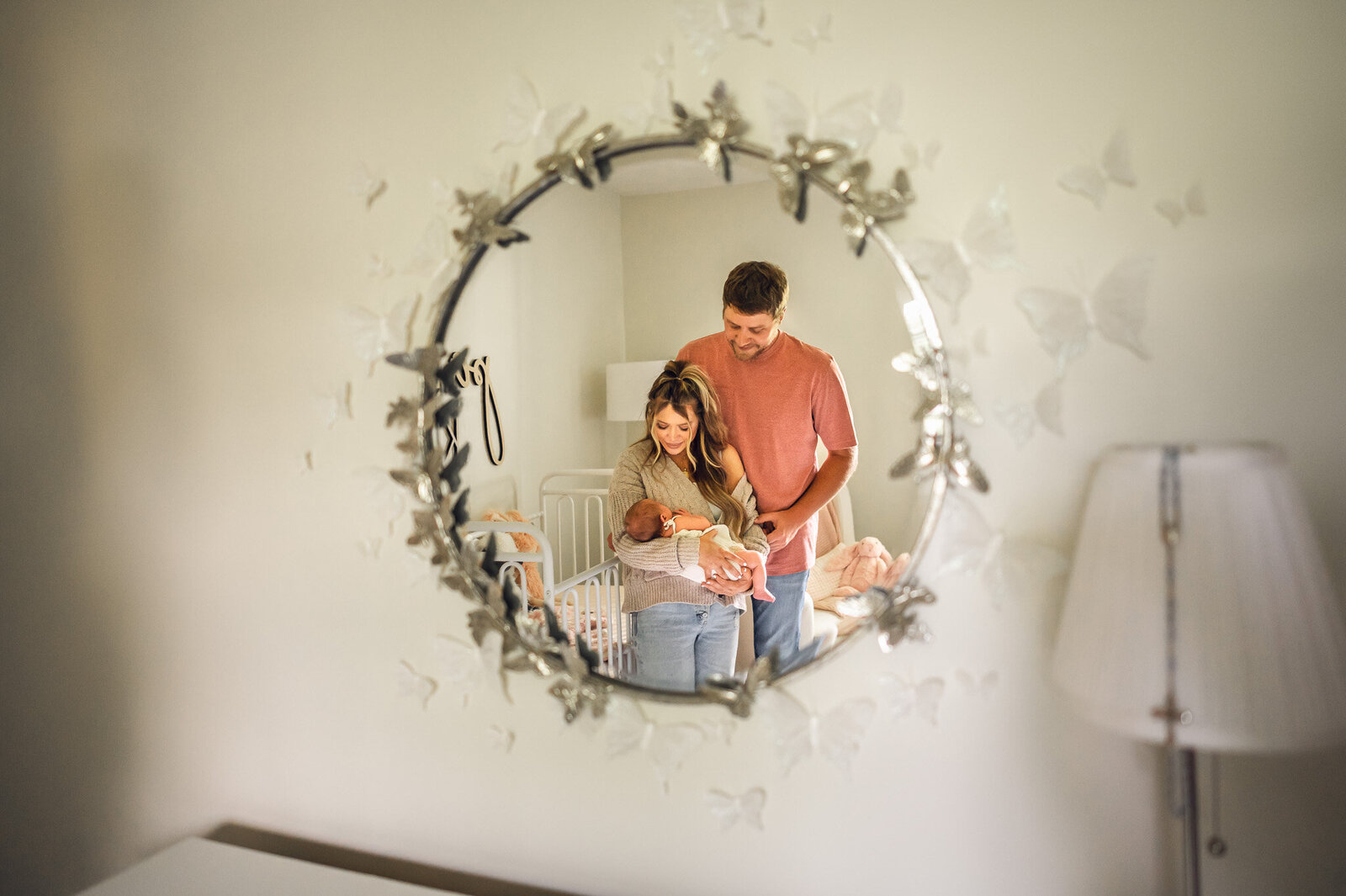 Reflection of baby in mirror