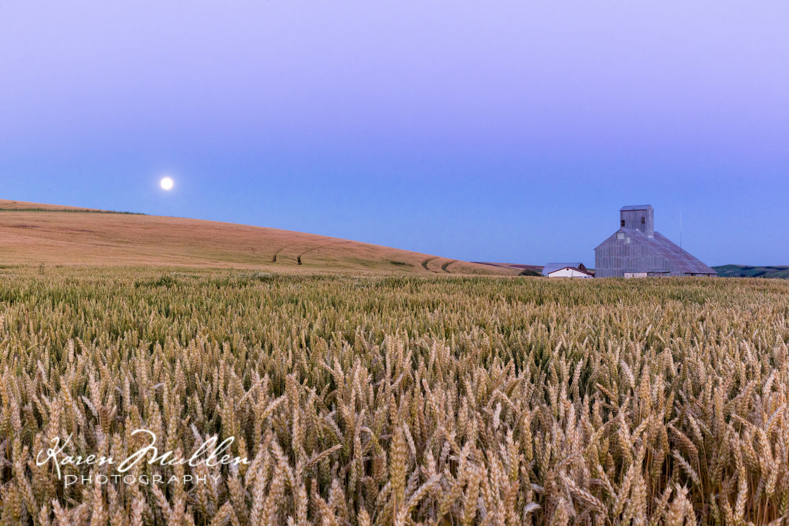 moonrise over barn