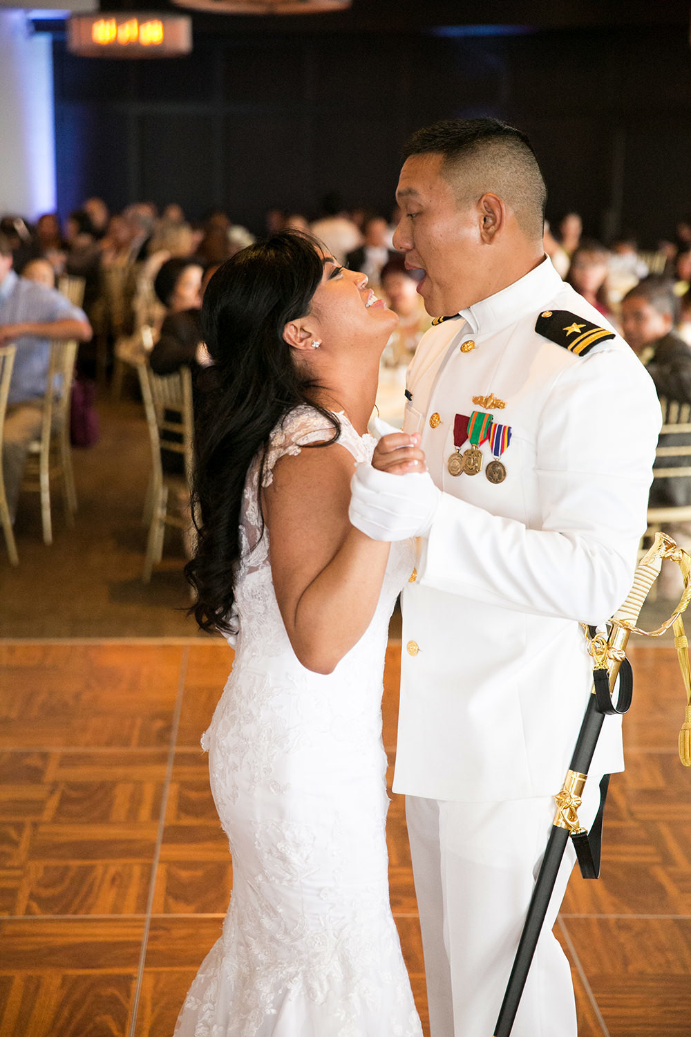 first dance with bride laughing