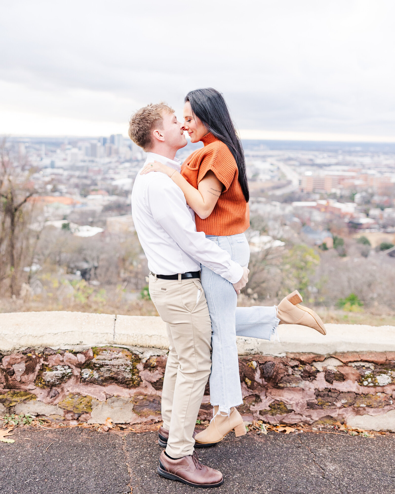 A joyful moment from Abby and Caleb’s engagement session, captured by Abby Bell Photography, a luxury Alabama wedding and portrait photographer.