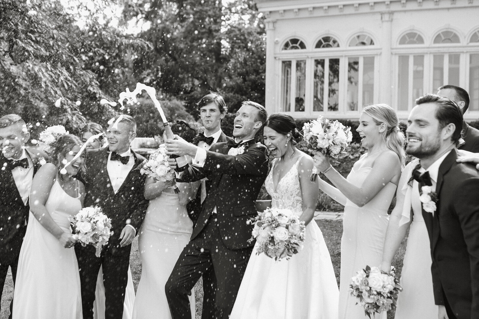 glen foerd wedding champagne pop