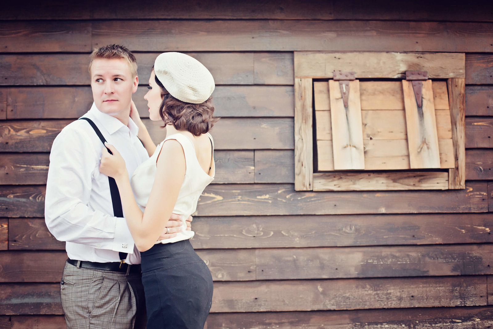 vintage themed couples engagement photography