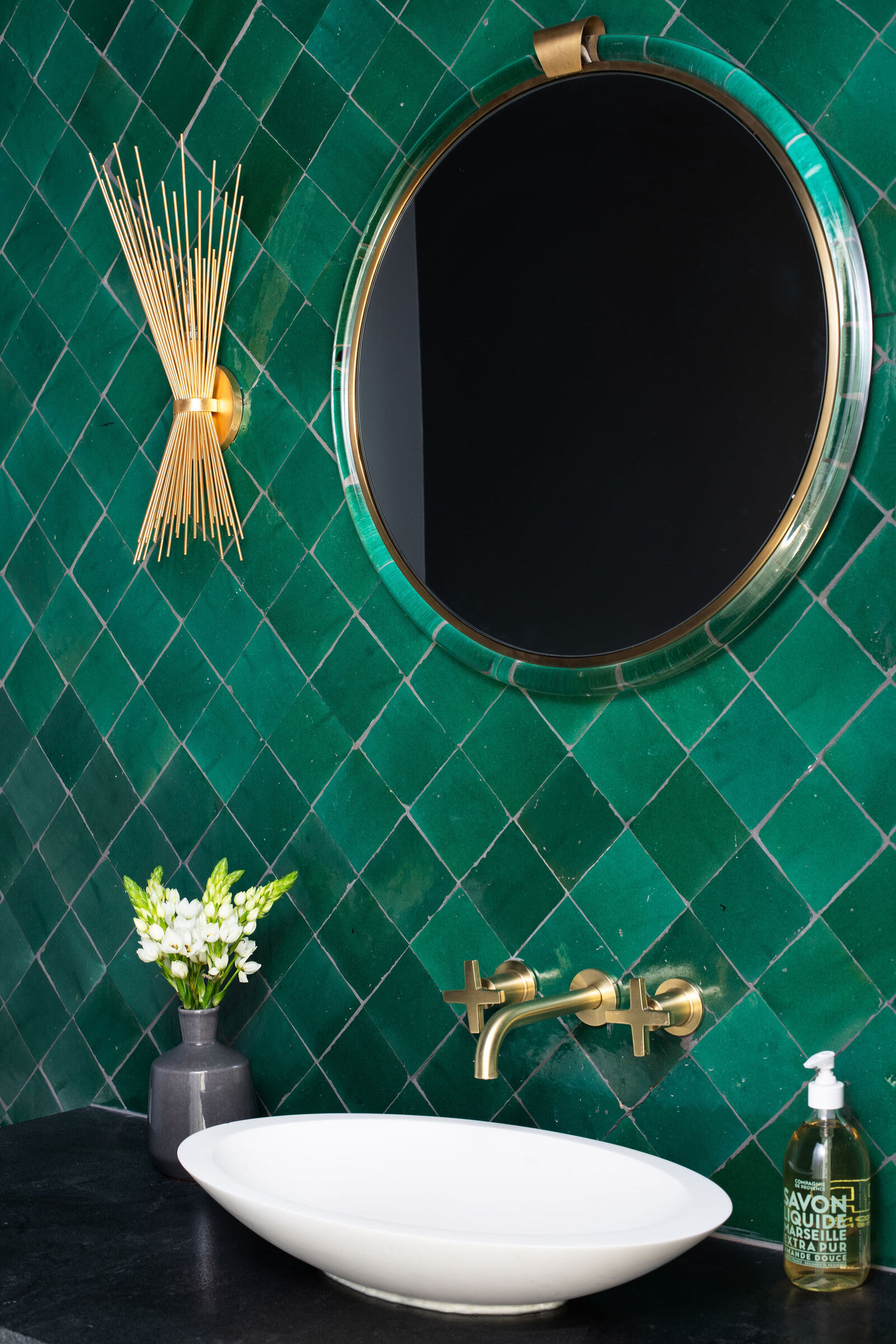 Green Diamond Tile Bathroom_Nuela Designs