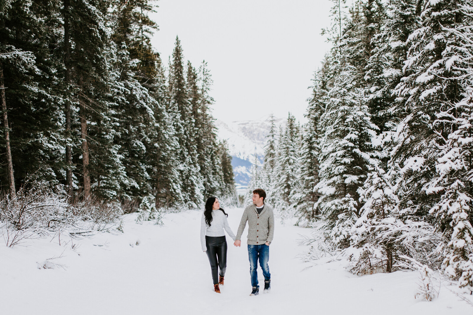 Snowy Winter Engagement Photography