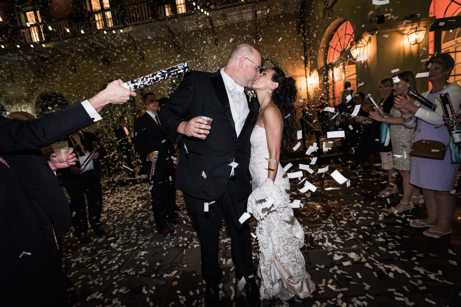 Bride and groom get confetti send-off at Marché wedding in New Orleans