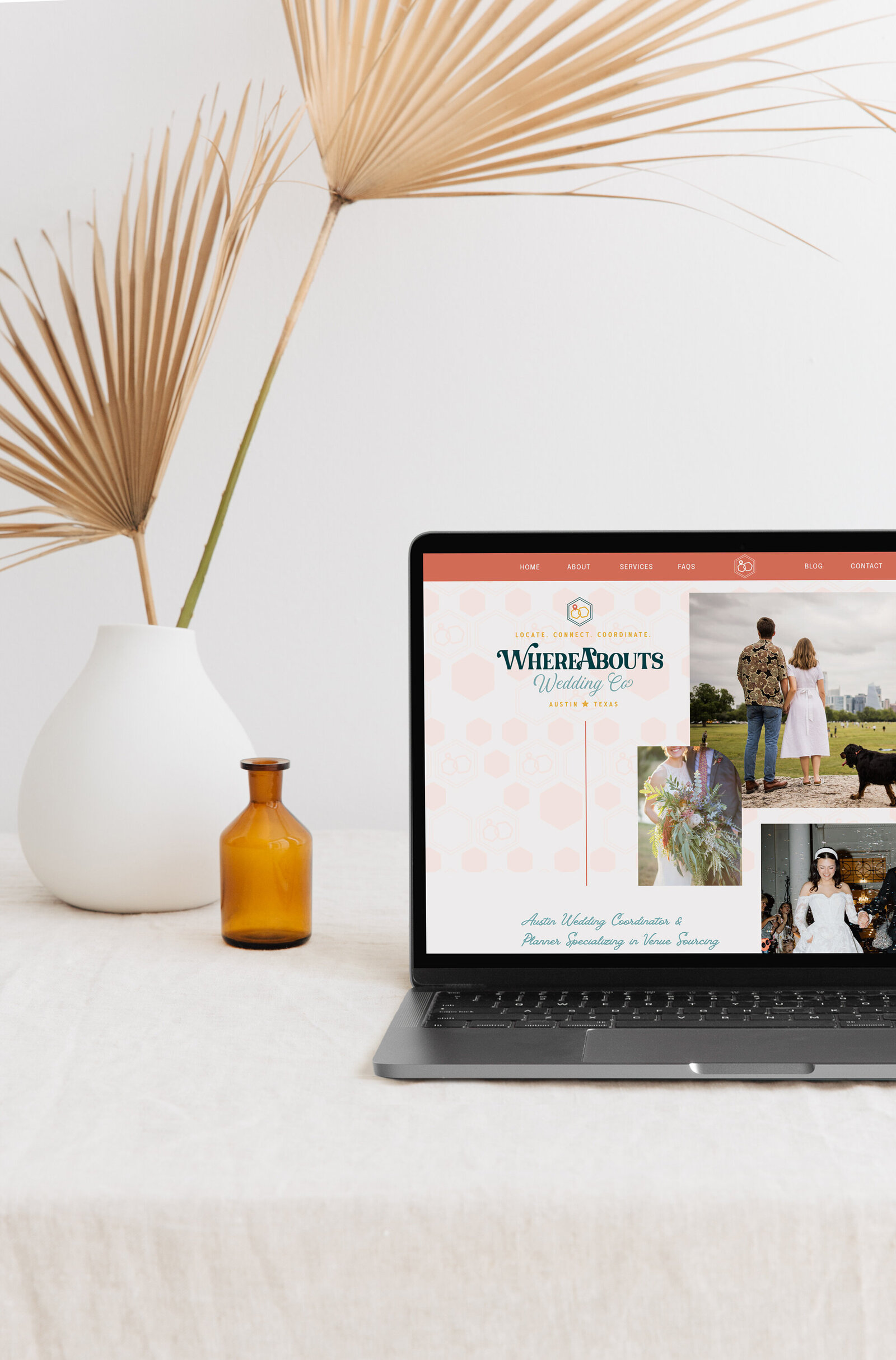Custom website design for WhereAbouts Wedding Co, a wedding venue sourcing and coordination in Austin