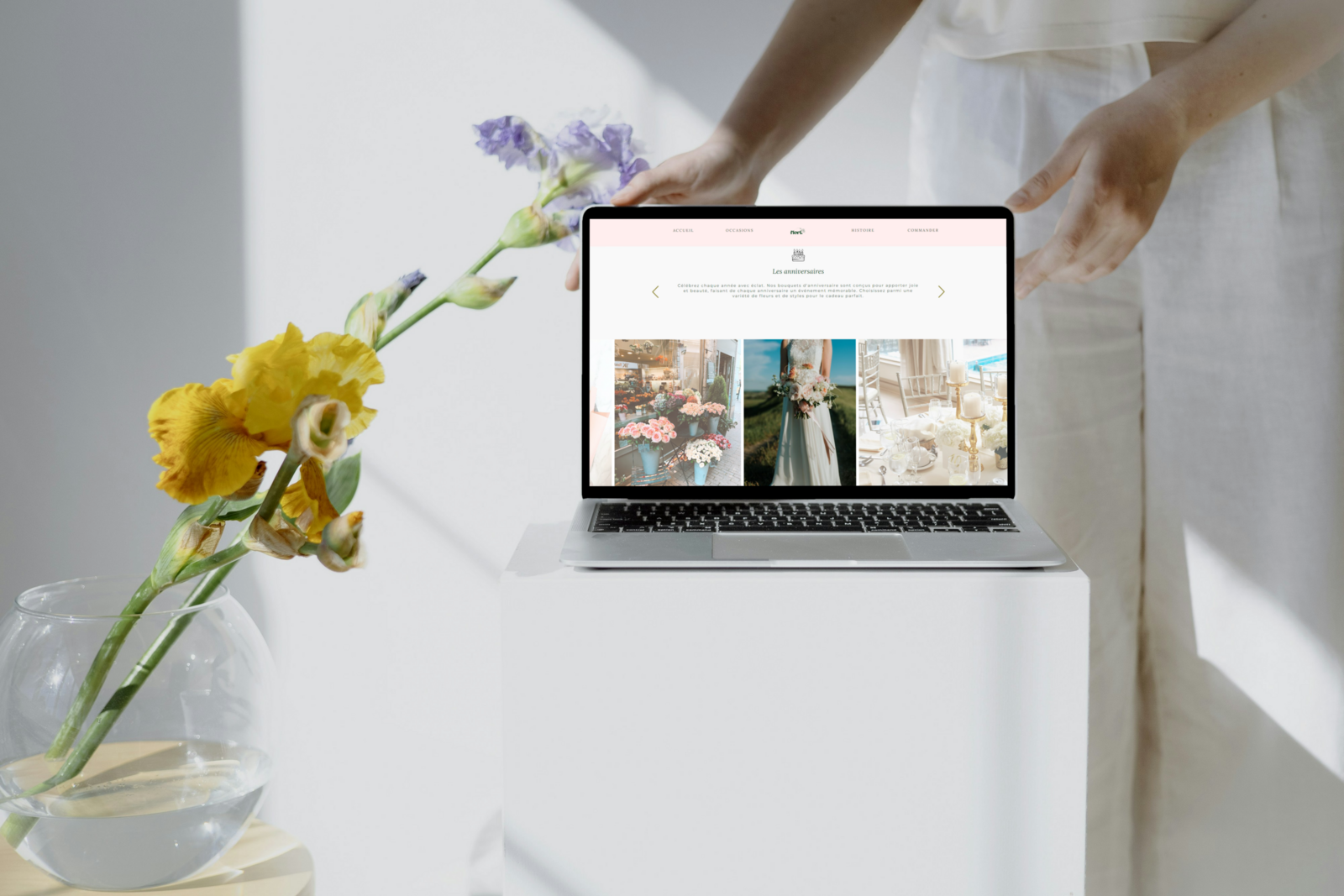 Aperçu du site internet d'une boutique de fleurs.