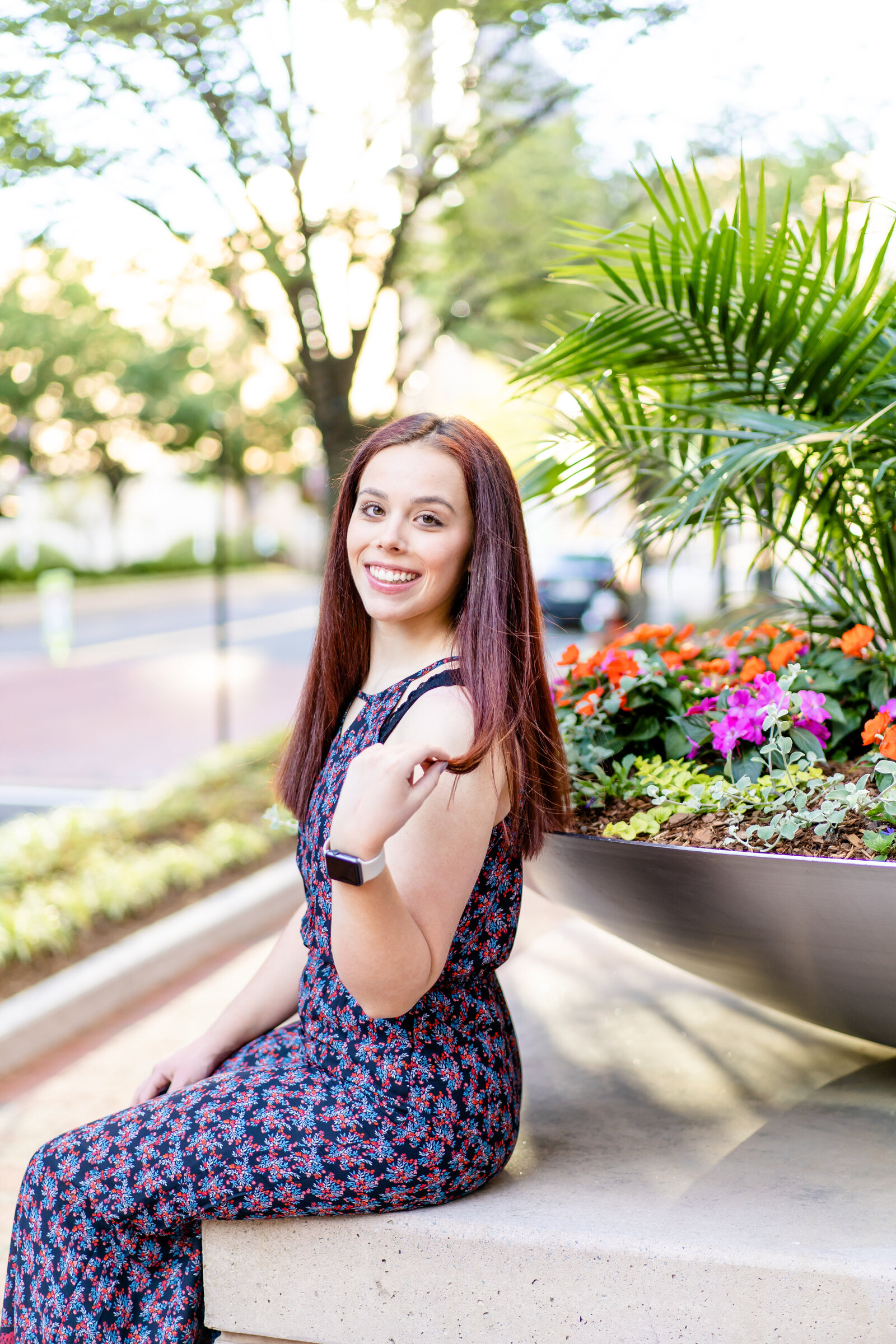 Light and vibrant Spring Reston Town Center Senior Session | Megan Hollada Photography | Northern Virginia Senior Photographer