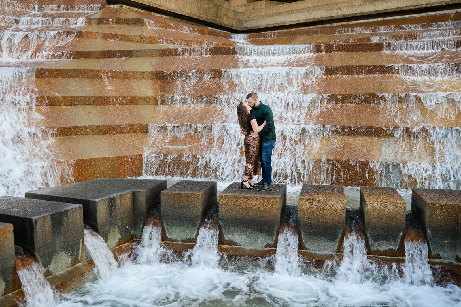 Water Gardens Fort Worth engagement photo