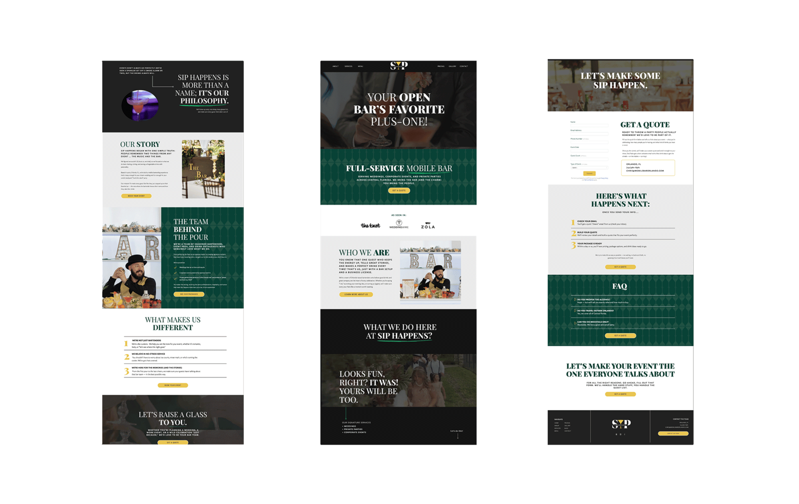 Sip happens website design landing pages