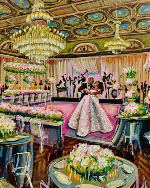 Hannah Paints Events live wedding painting - reception at The Union League of Philadelphia