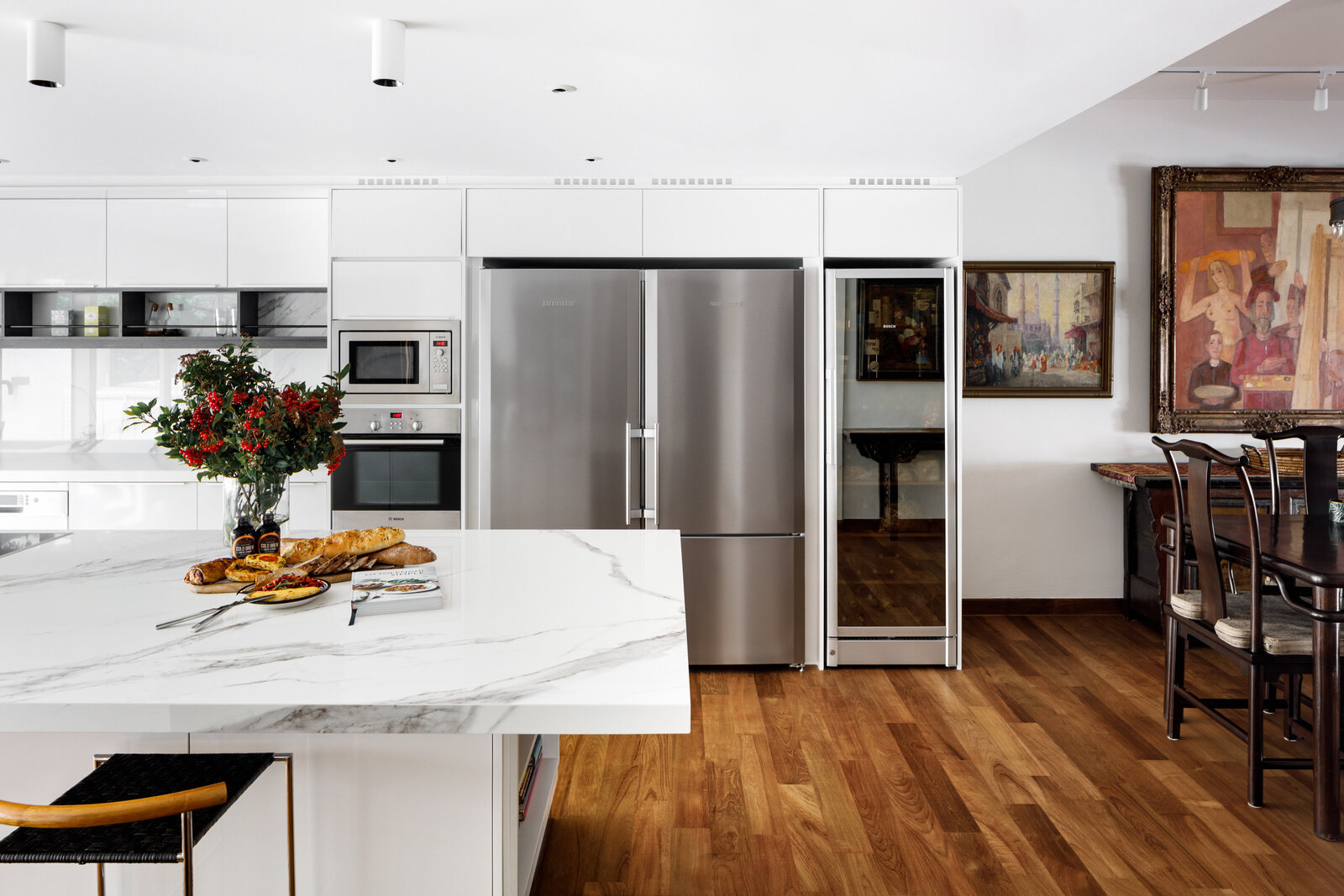 wide angle view of kitchen