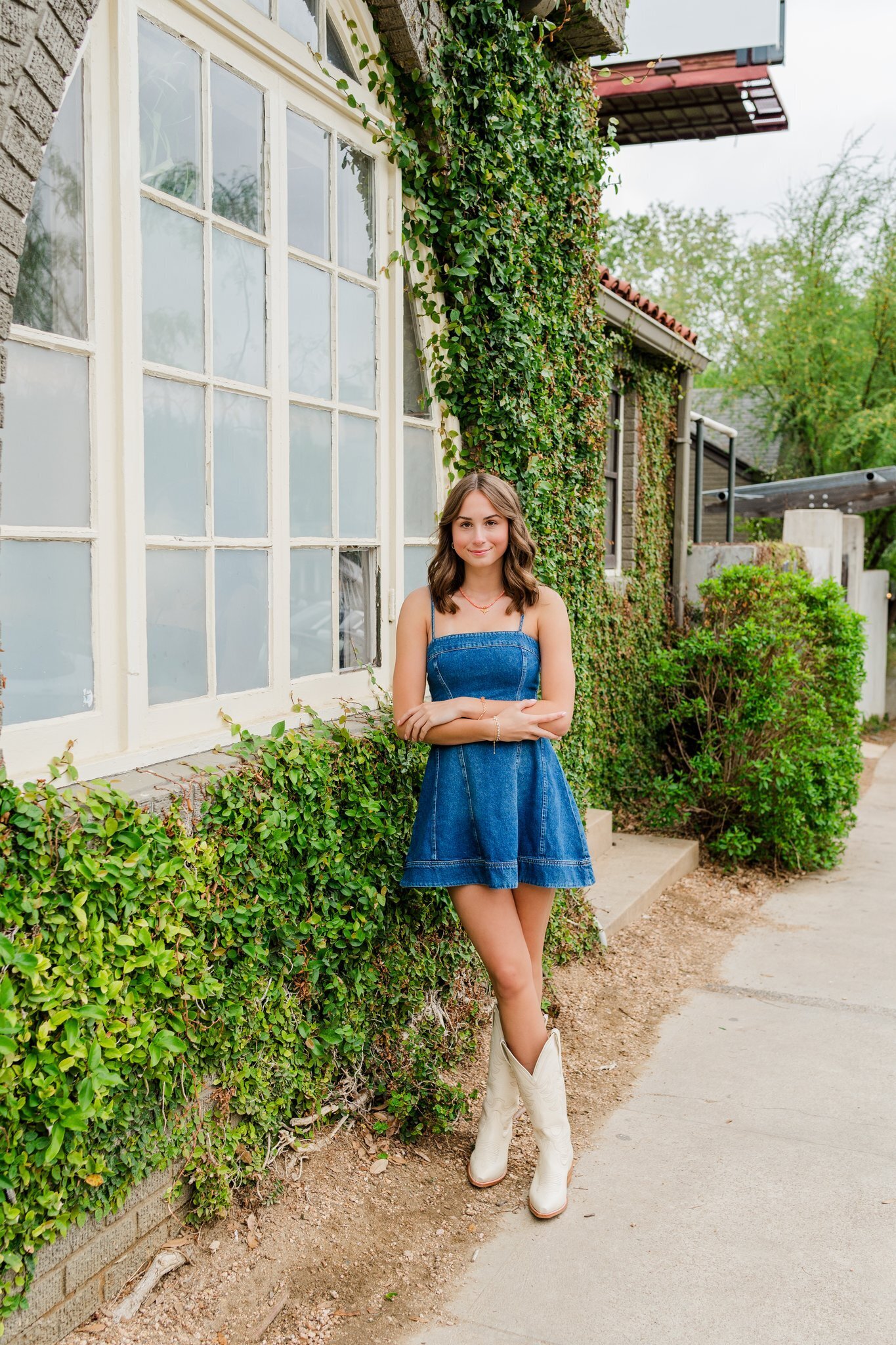 Canyon High School Senior Poses in downtown Austin
