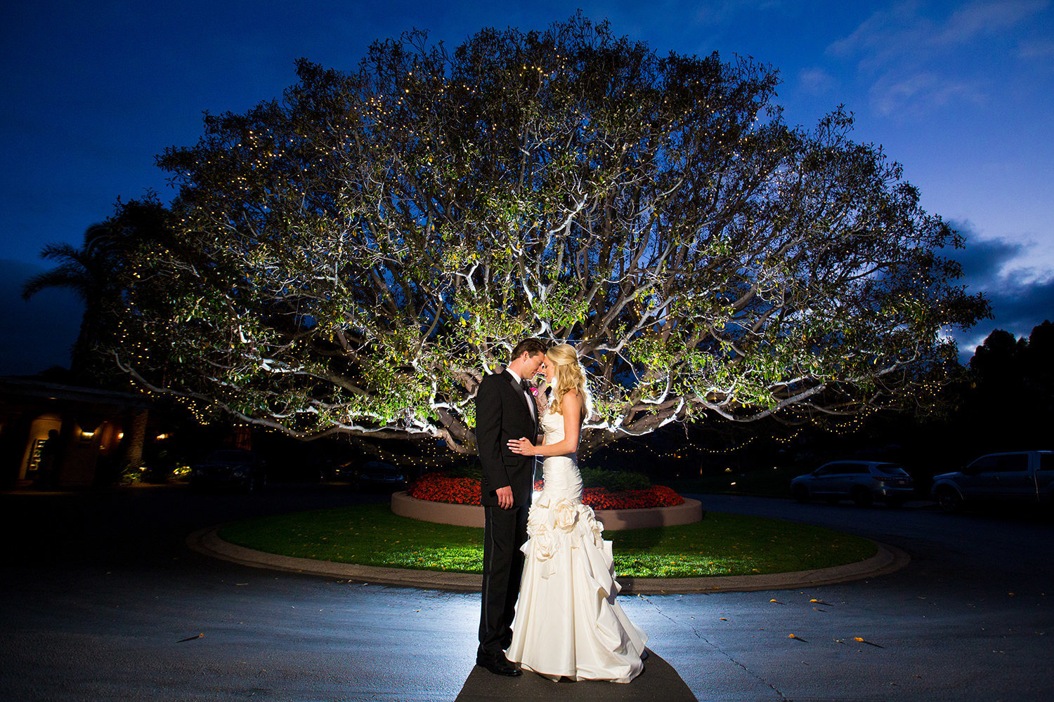Stunning Night Time Portrait with Twilight Sky at Rancho Valencia
