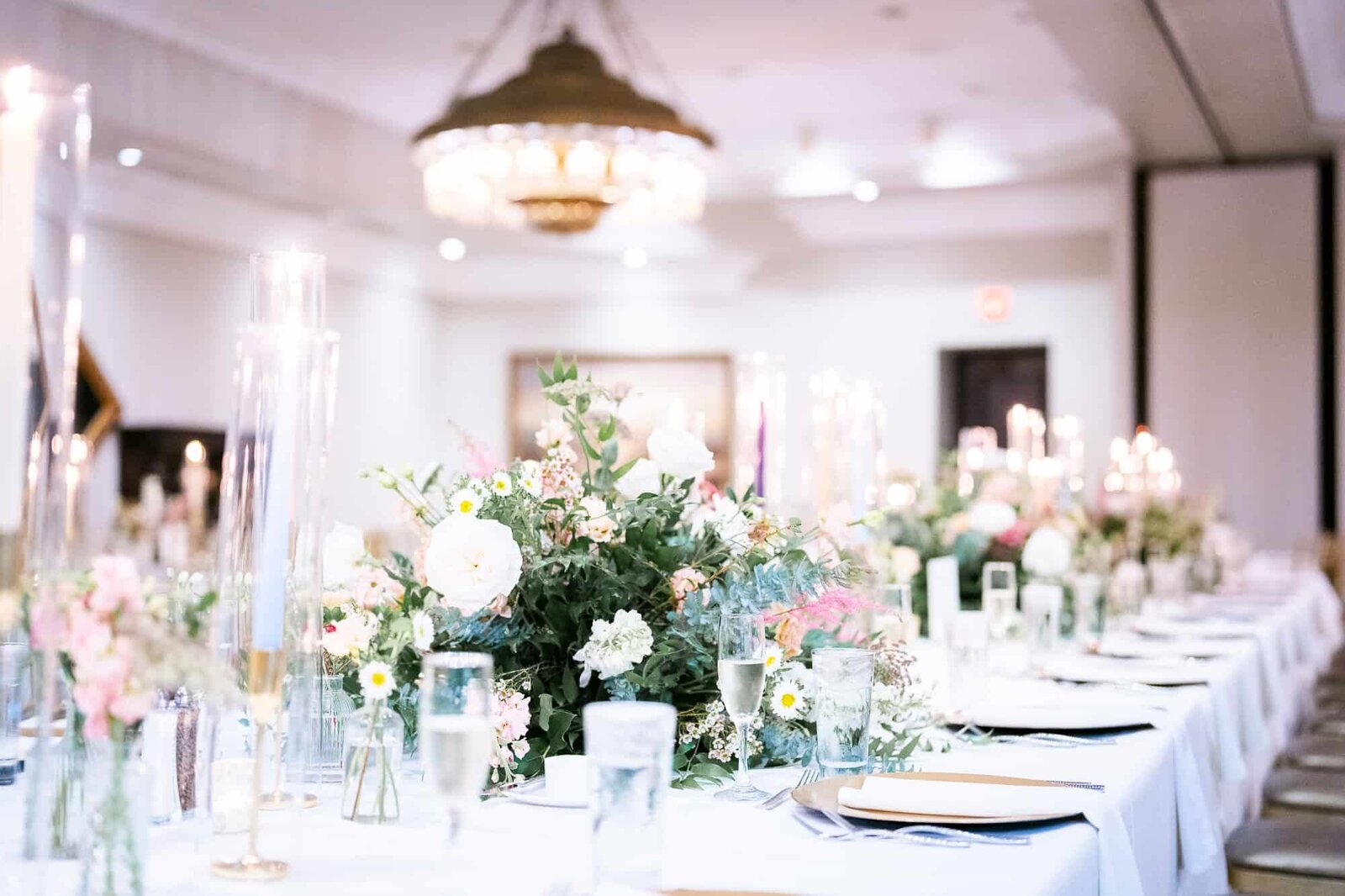 wedding reception decor and setup at Casa Monica wedding