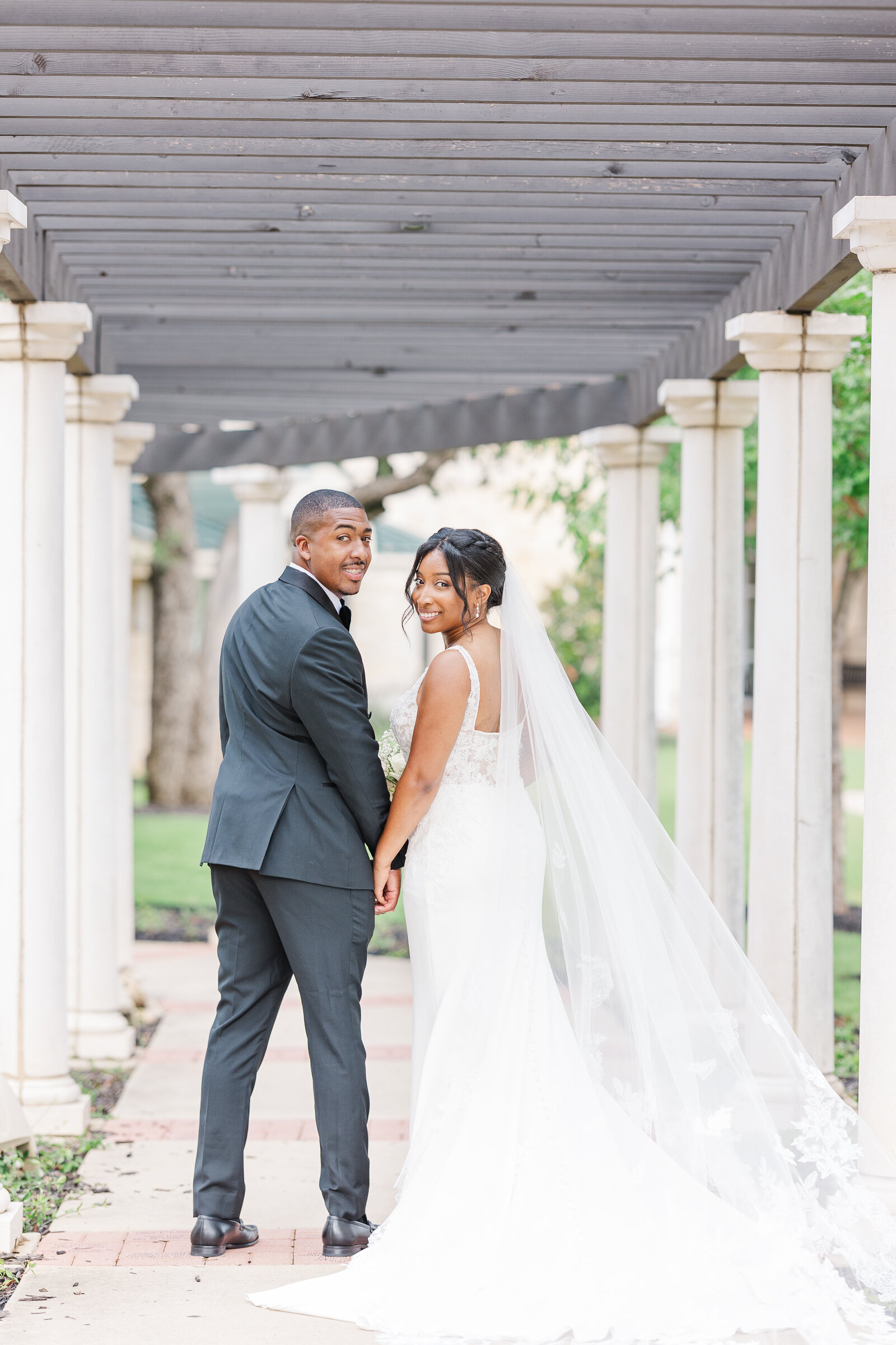 Outdoor wedding couple photography after ceremony