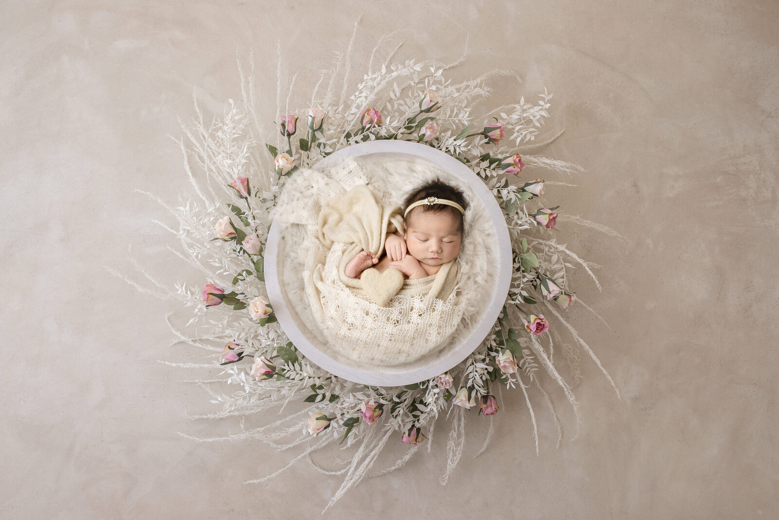 Edmonton Newborn Photography floral baby basket