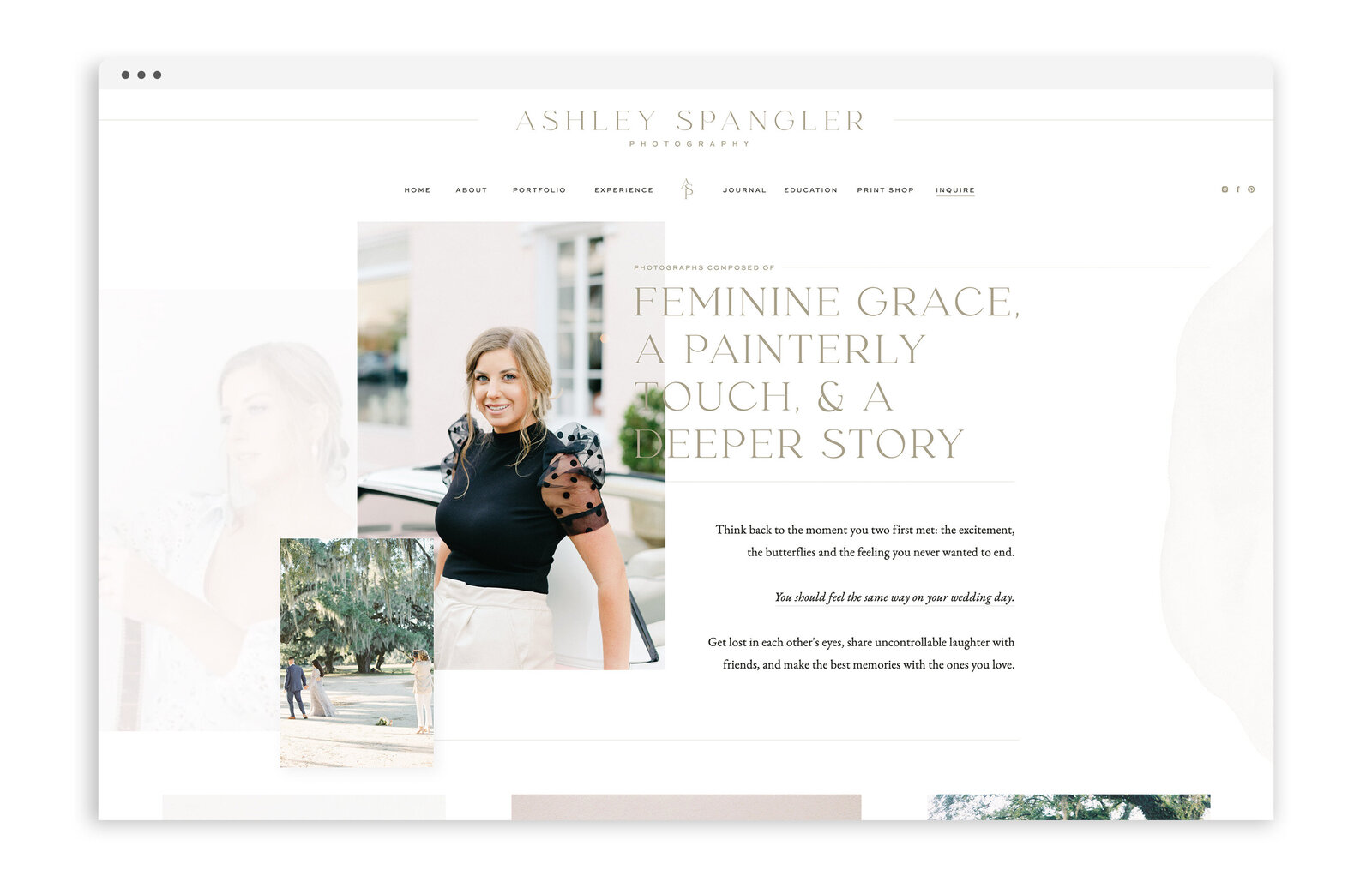 Custom Brand Logo and Showit Web Website Design Designs Designer Designers for Ashley Spangler Photography by With Grace and Gold
