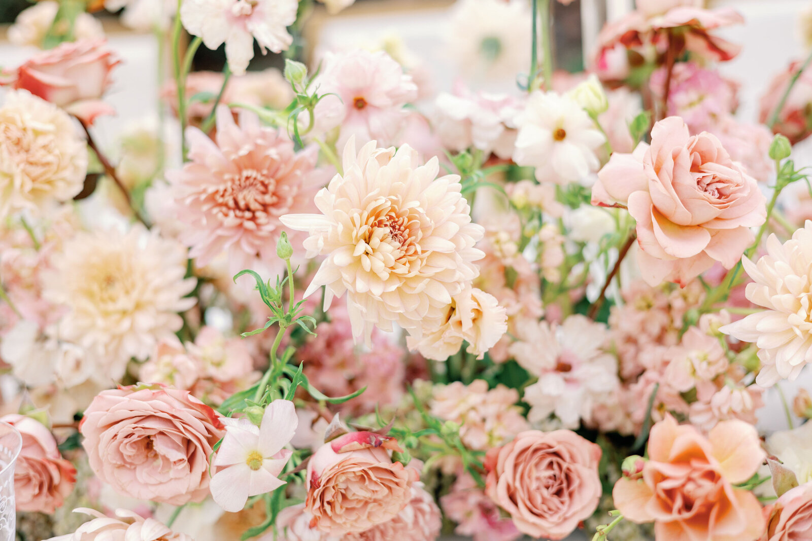 wedding florals with light pink hues captured by wedding photographer bay area for California wedding