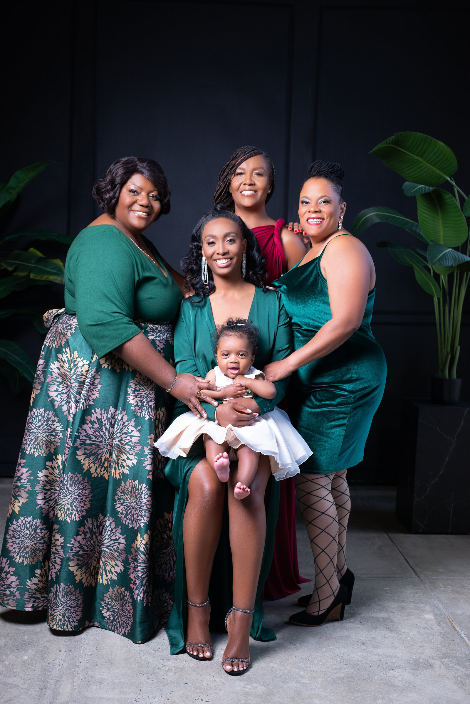 Black multigeneration family portrait featuring black women 