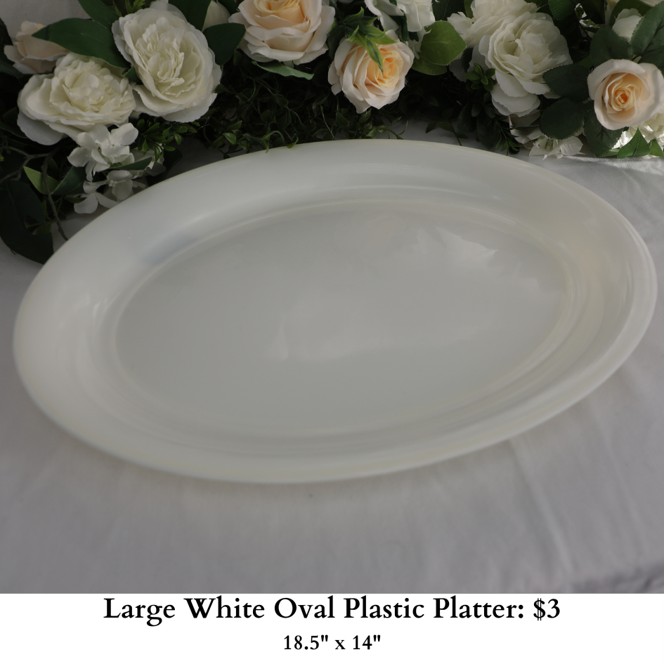 Large White Oval Plastic Platter-473