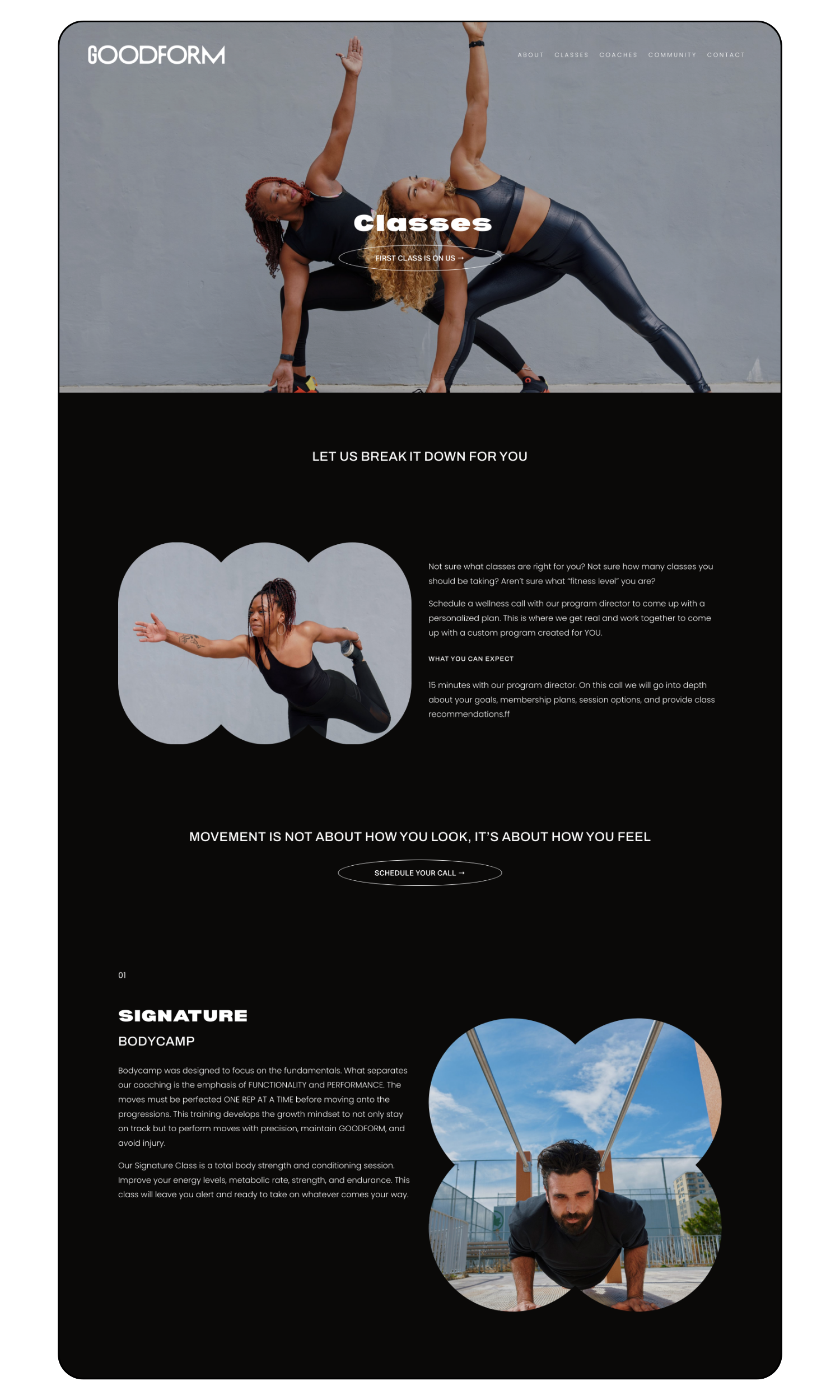 fitness studio web design