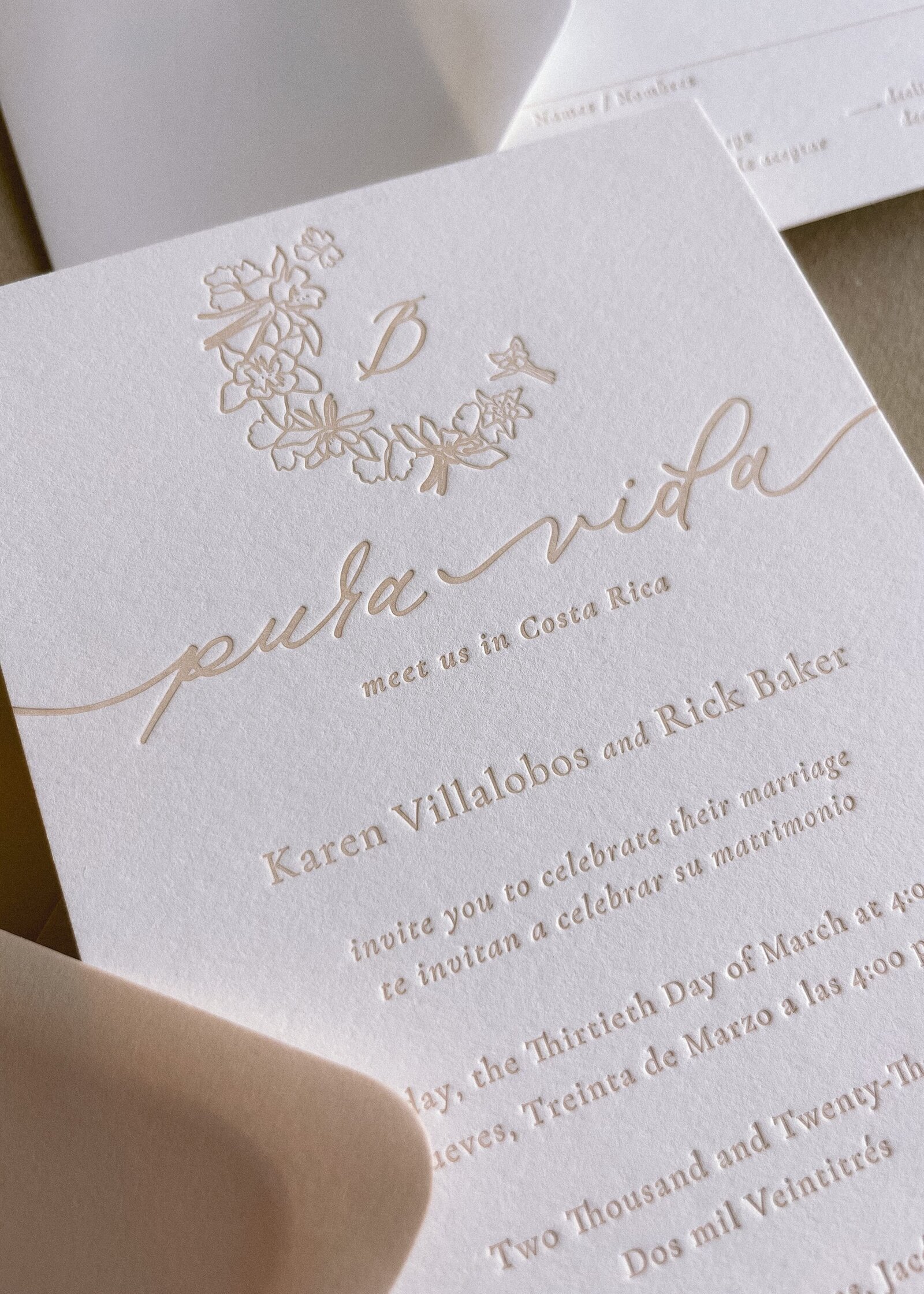 Costa Rica Custom Wedding Invitations | Birdsong Bespoke