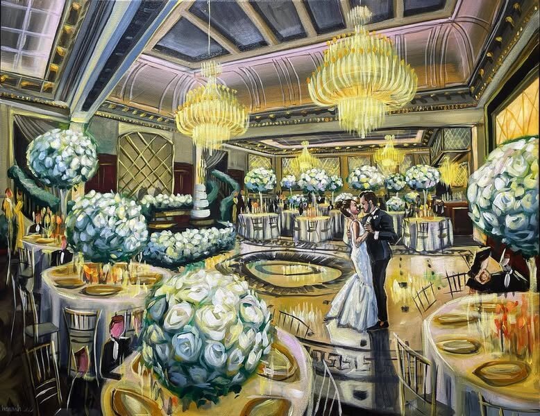 Hannah Paints Events - live wedding painting first dance at Shadowbrook at Shrewsbury - Gabriel and Landon