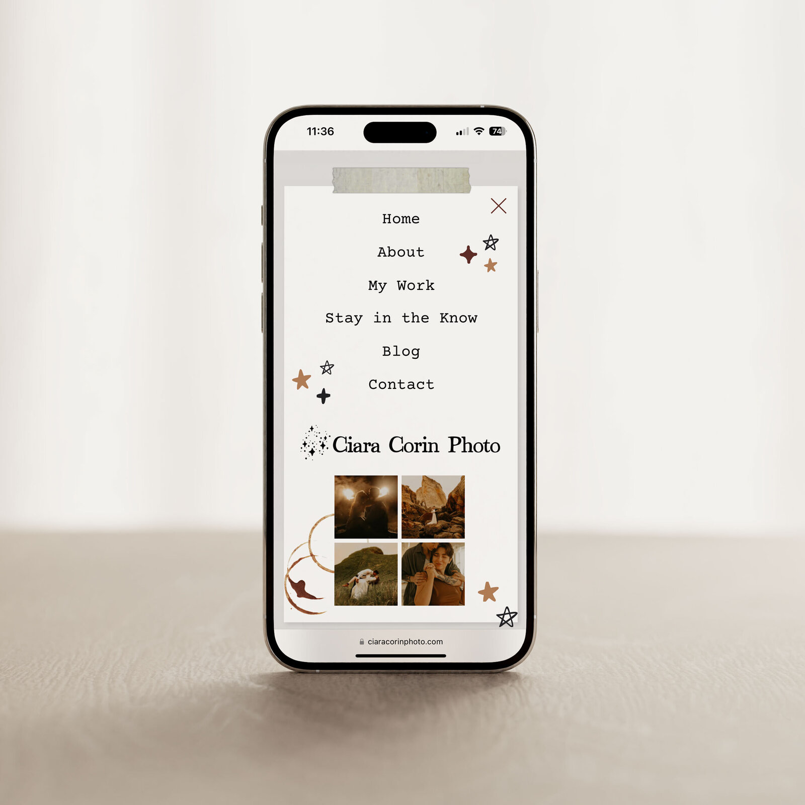 custom Showit website design for a wedding photographer in Orange County