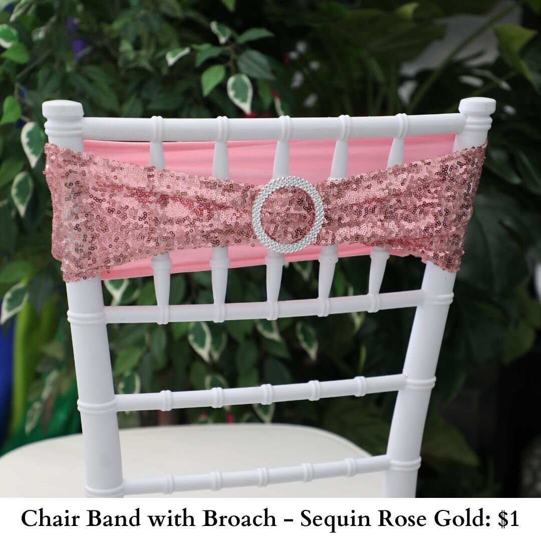 Chair Band with Broach-Sequin Rose Gold-696