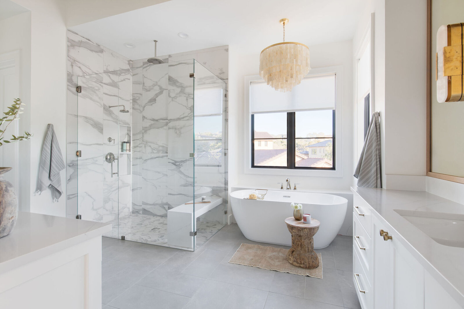 White and Gray Primary Bathroom