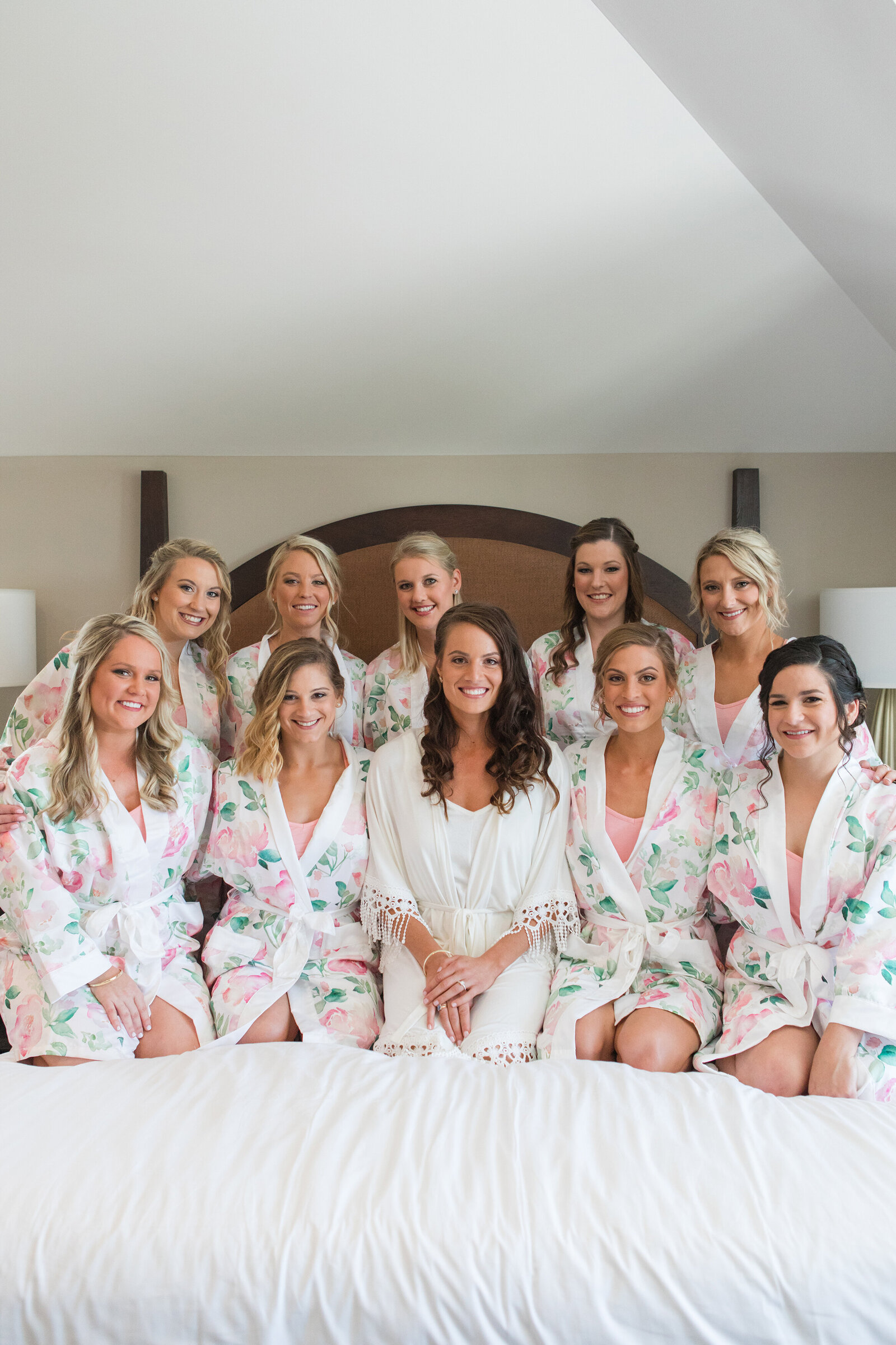 The Inn at Chesapeake Bay Beach Club bridal suite wedding photo of bridesmaids in robes by Annapolis Maryland photographer Christa Rae Photography