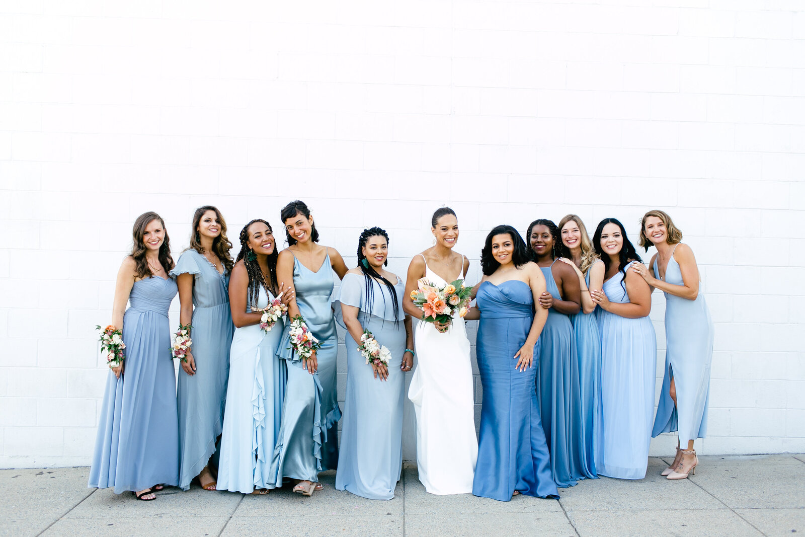 bridesmaids blue dresses