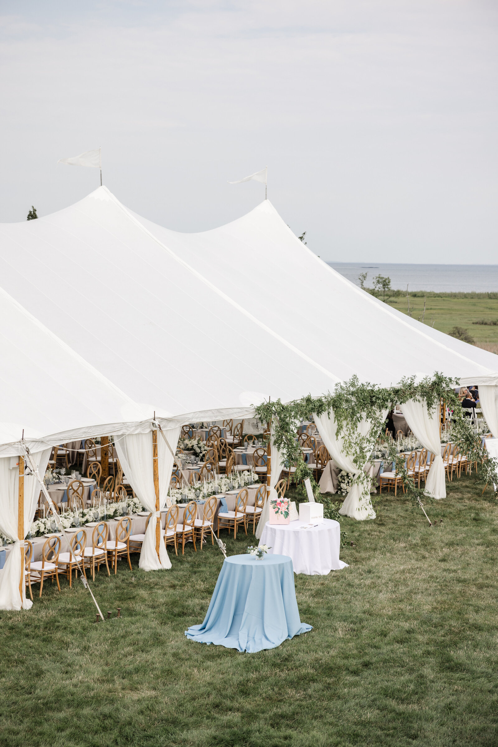 Wedding draping at Guilford Yacht Club