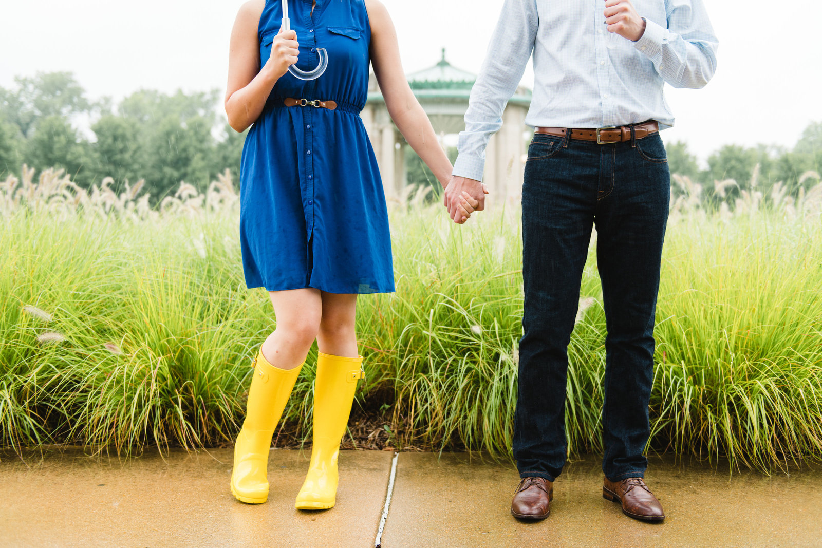 Rainboots in engagement photos