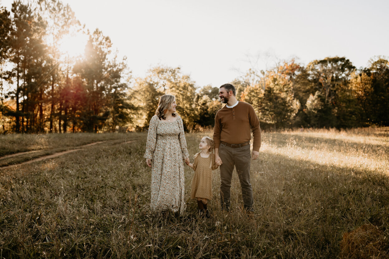 Family photos with a family of 5 at sunset in Marietta, Ga.