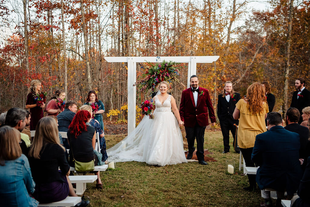 fall ceremony at north ga venue with small wedding packages