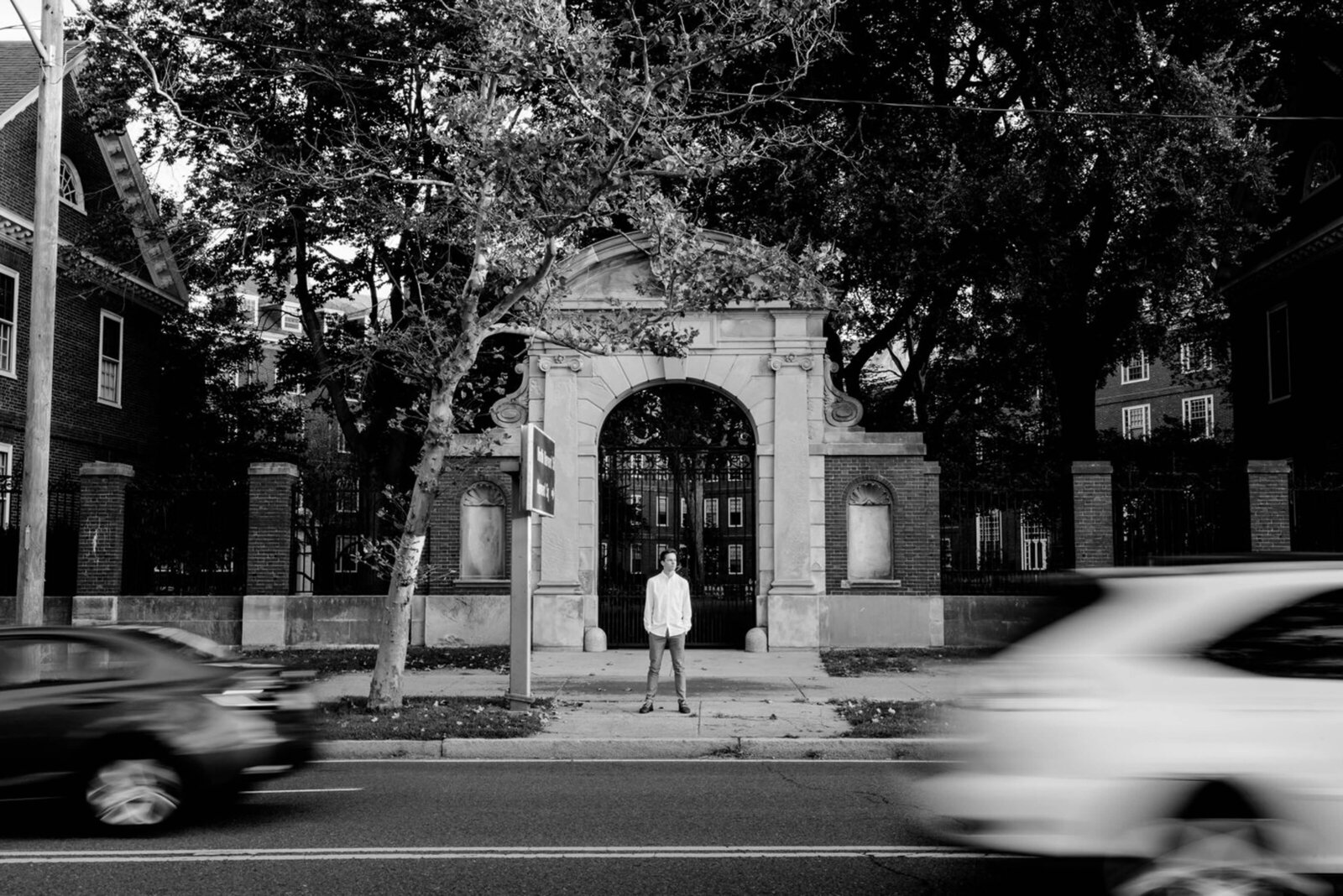 Black and White Photo of College Graduate