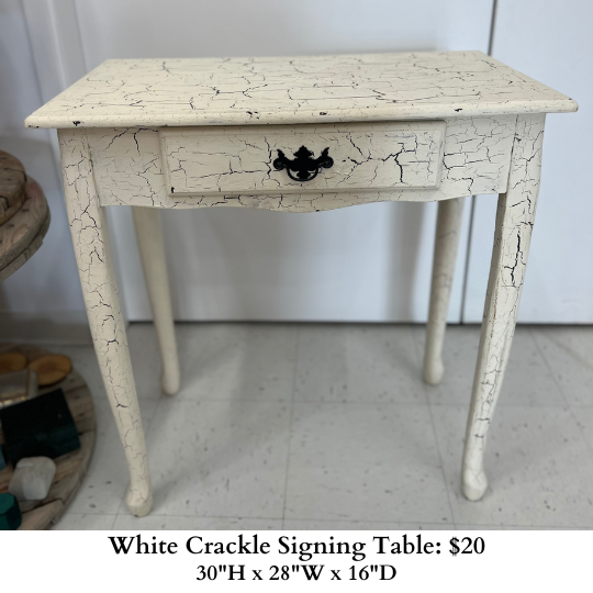 White Crackle Signing Table-921