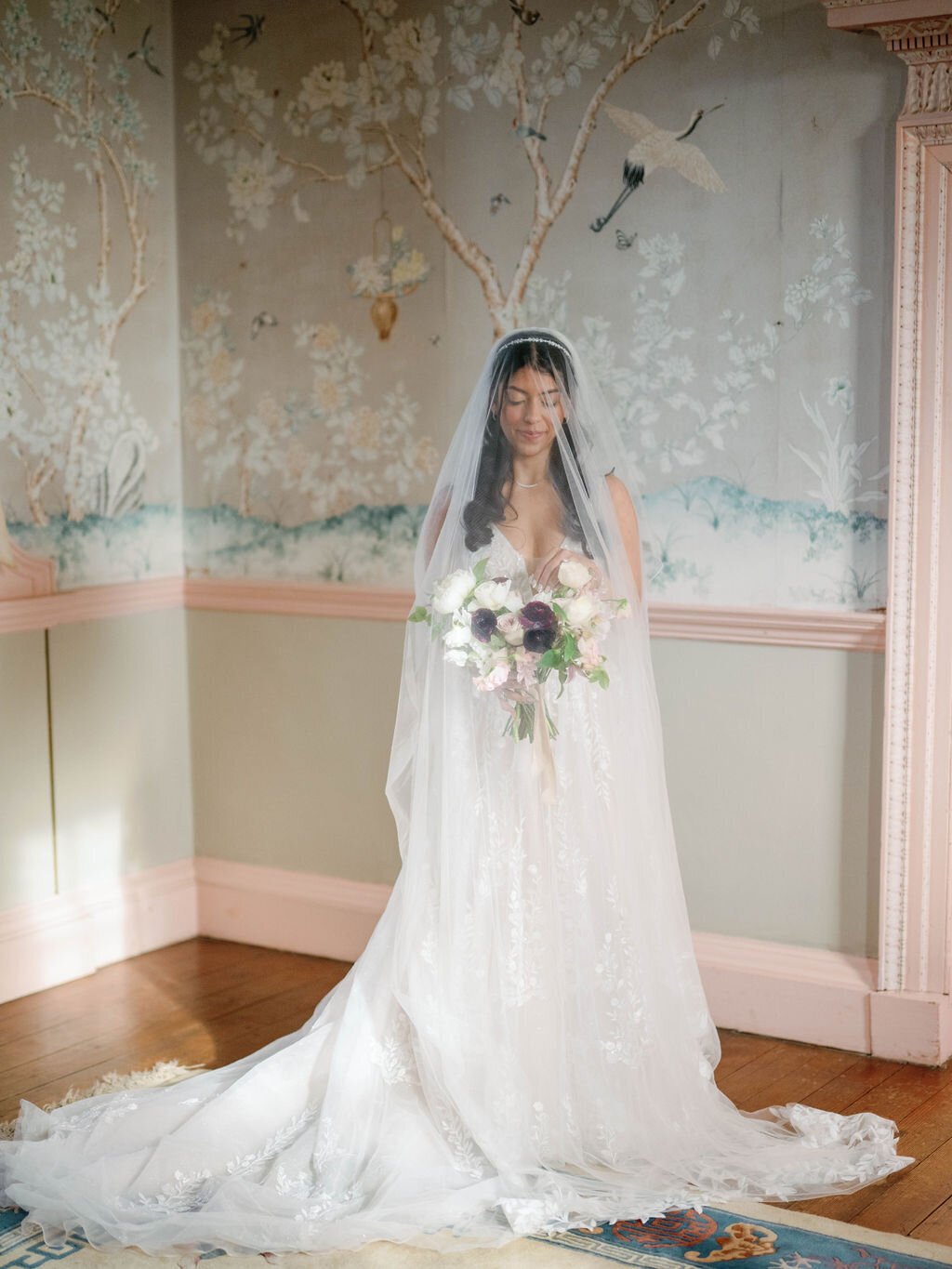 91_Kate Campbell Floral Whitehall Manor tented Winter wedding by Anna and Mateo photo Getting Ready