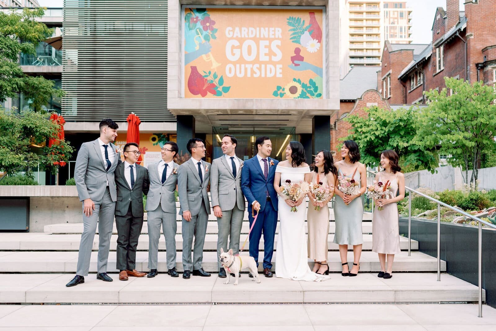 Bride and Groom Wedding Party Portraits on Wedding Day Portraits University of Toronto Law  Gardiner Museum Elopement Jacqueline James Photography