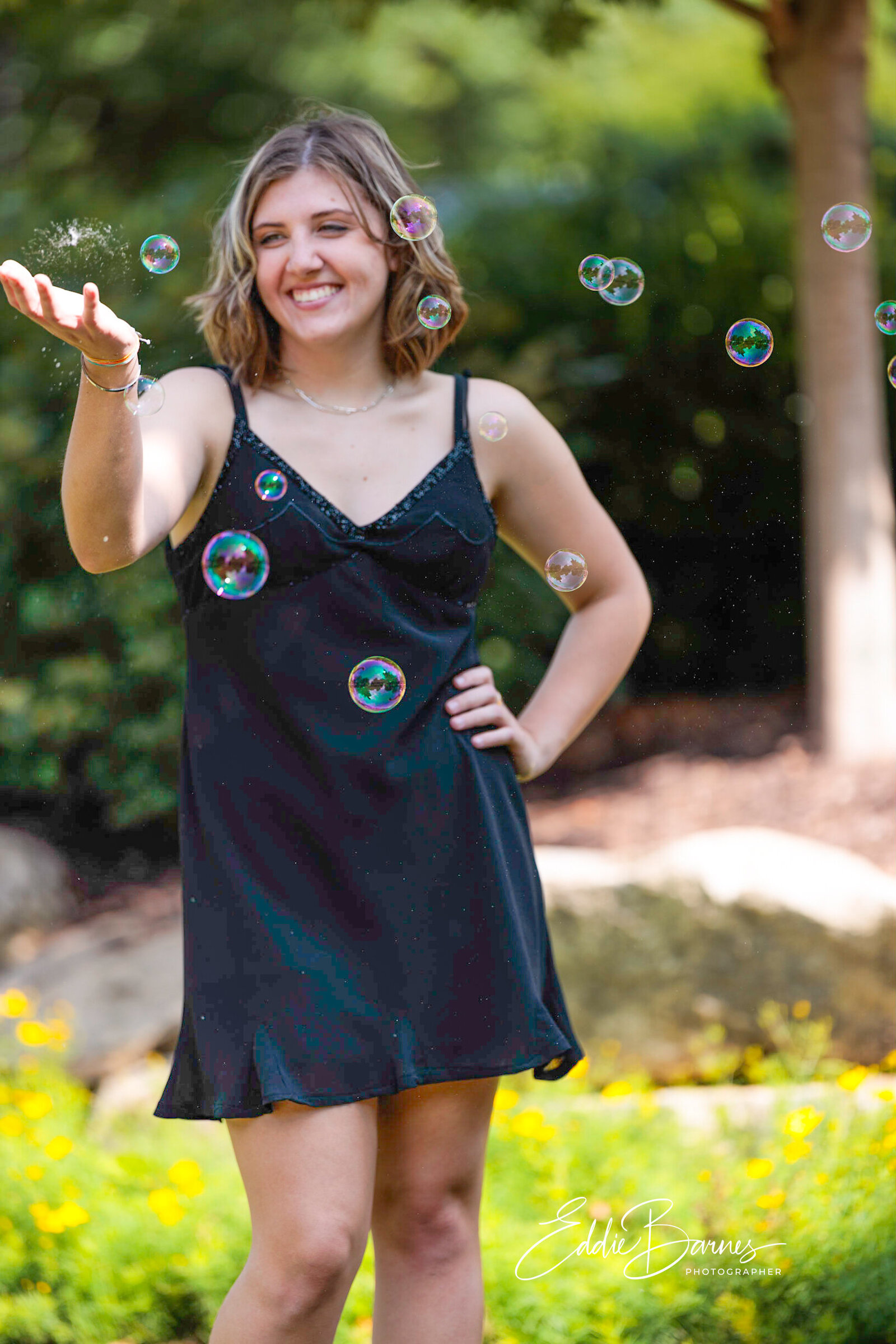 Girl blowing bubbles