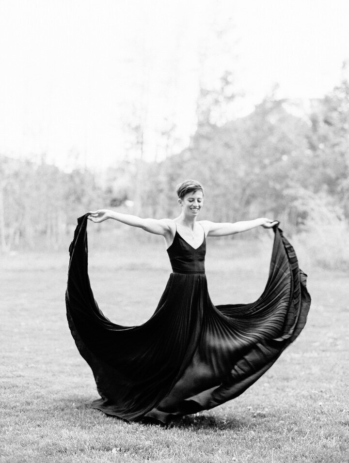 bride wearing a black wedding dress