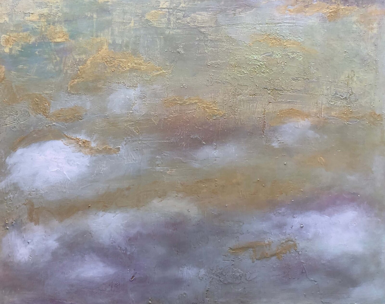Oil painting by Jane Mishkind of blue and purple clouds