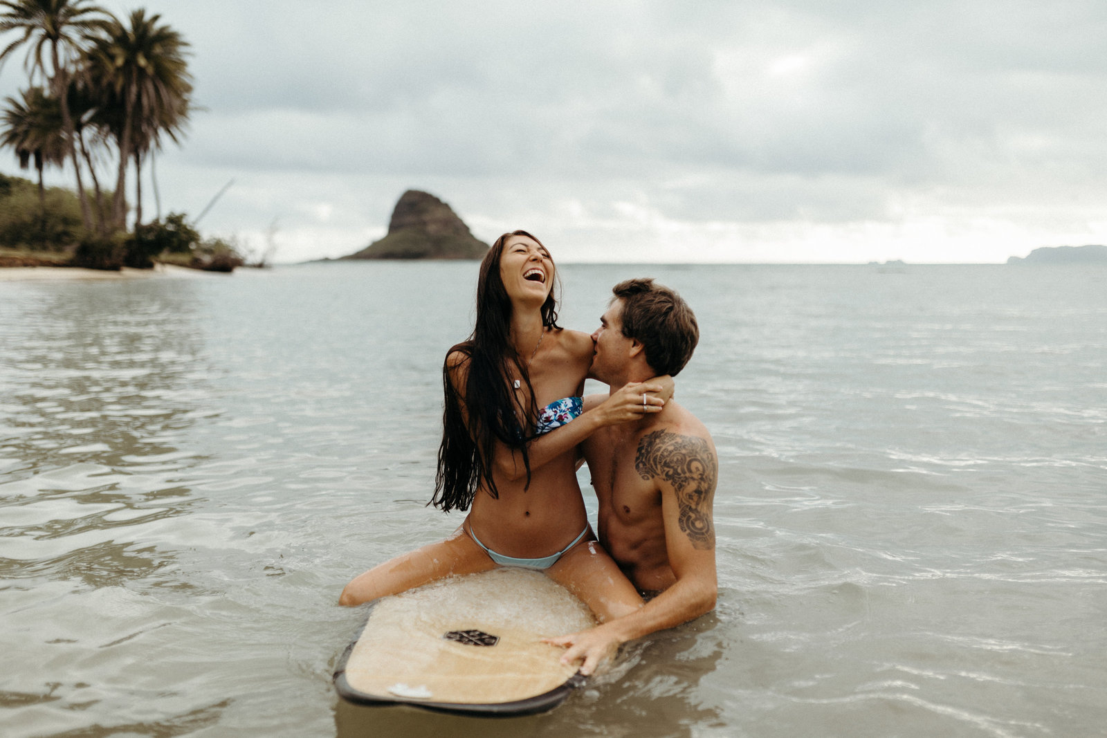 Hawaii Surf Engagement Photos with Oahu Photographer